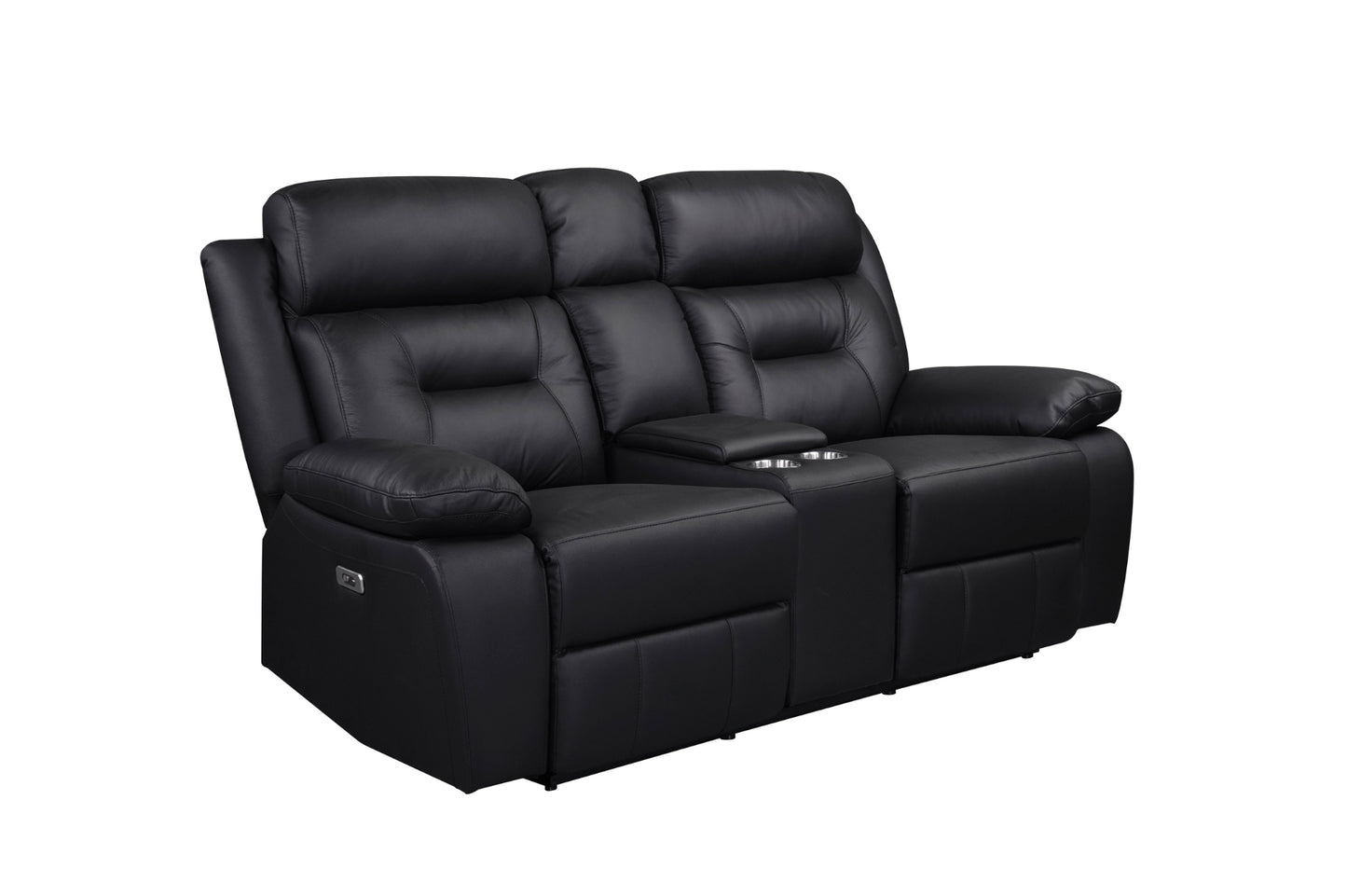 Laconia 3-Piece Black Leather Power Reclining Sofa Set