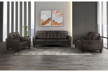 Renzo 3-Piece Sofa Set Brown Leather PVC Match 100% Leather Match