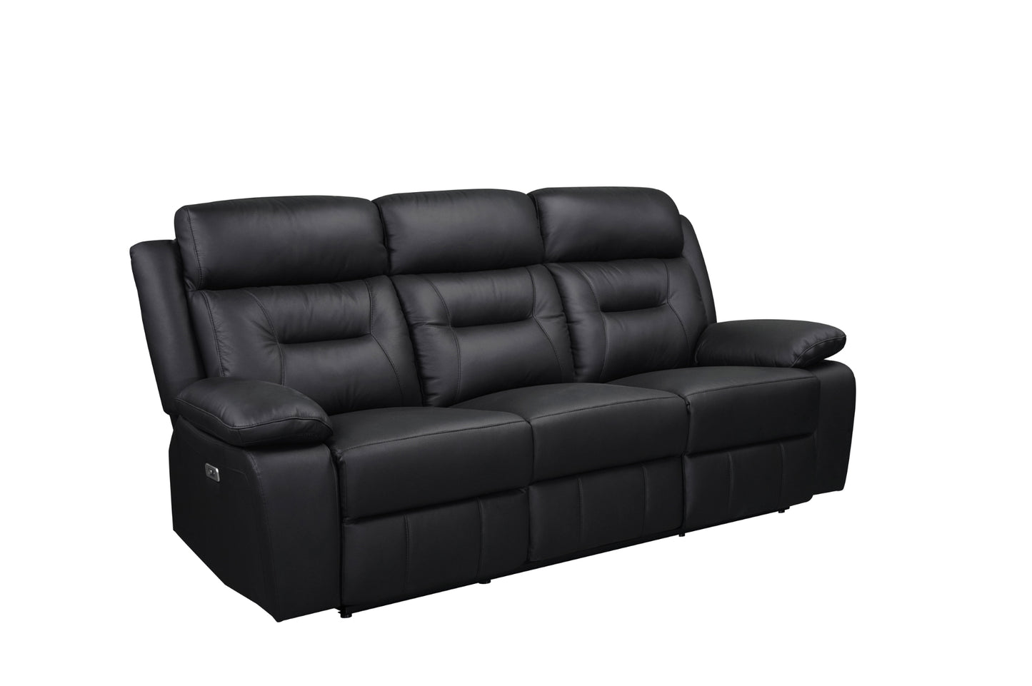 Laconia 3-Piece Black Leather Power Reclining Sofa Set