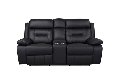 Laconia 3-Piece Black Leather Power Reclining Sofa Set