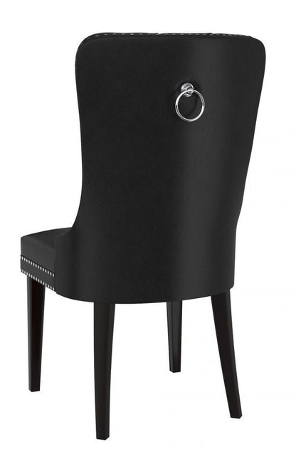 Dining/Accent Chair Faux Leather/PU Black Wood Legs High Back/Black-White EC-1150