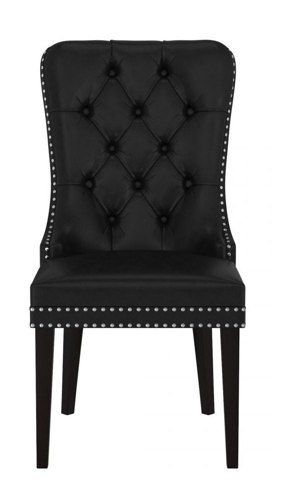 Dining/Accent Chair Faux Leather/PU Black Wood Legs High Back/Black-White EC-1150