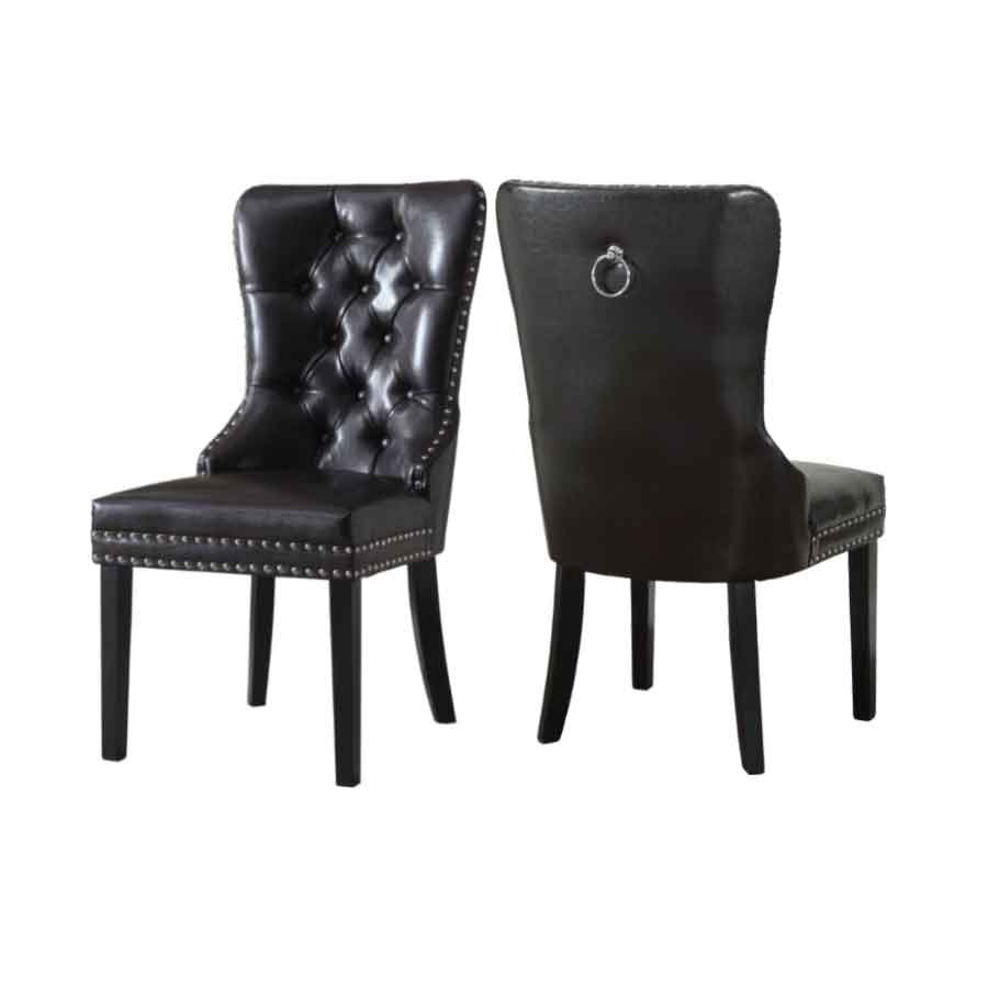 Dining/Accent Chair Faux Leather/PU Black Wood Legs High Back/Black-White EC-1150