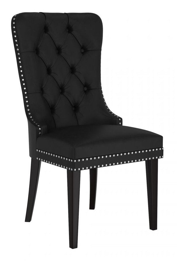 Dining/Accent Chair Faux Leather/PU Black Wood Legs High Back/Black-White EC-1150