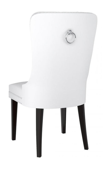 Dining/Accent Chair Faux Leather/PU Black Wood Legs High Back/Black-White EC-1150