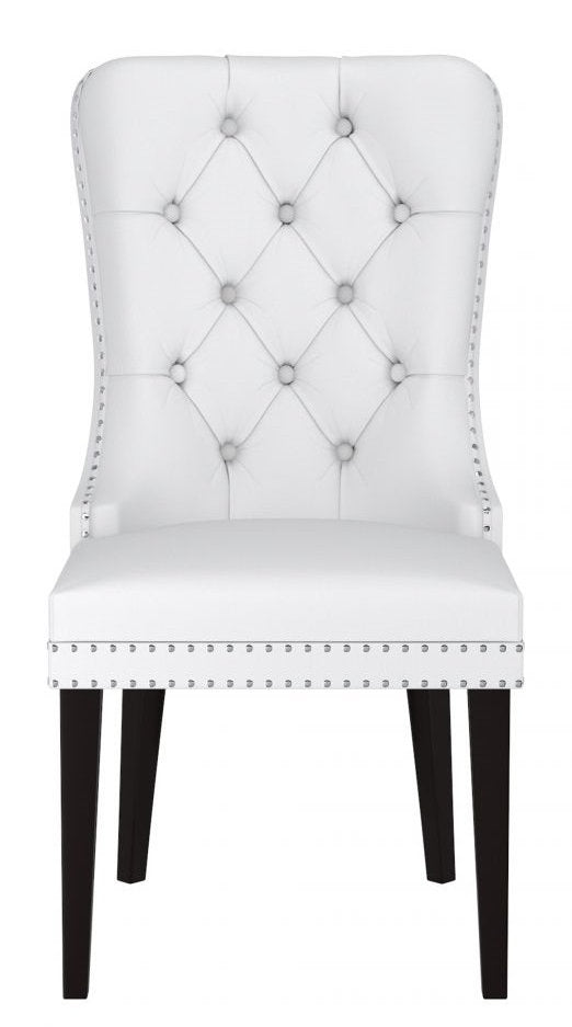 Dining/Accent Chair Faux Leather/PU Black Wood Legs High Back/Black-White EC-1150