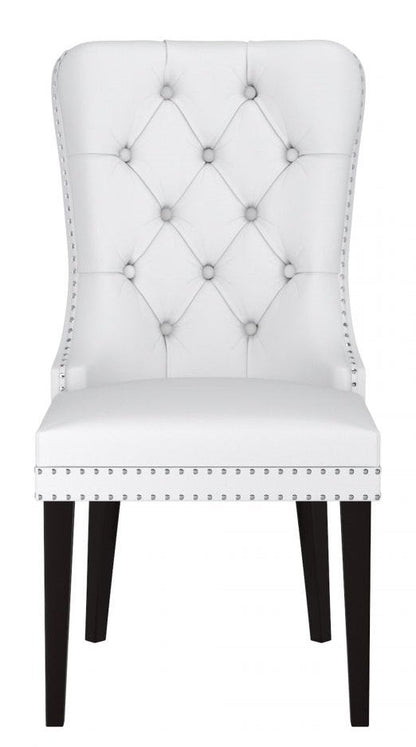 Dining/Accent Chair Faux Leather/PU Black Wood Legs High Back/Black-White EC-1150