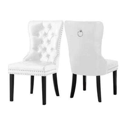 Dining/Accent Chair Faux Leather/PU Black Wood Legs High Back/Black-White EC-1150