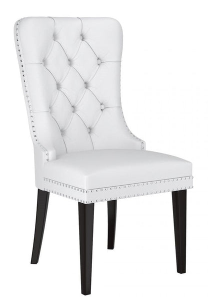 Dining/Accent Chair Faux Leather/PU Black Wood Legs High Back/Black-White EC-1150