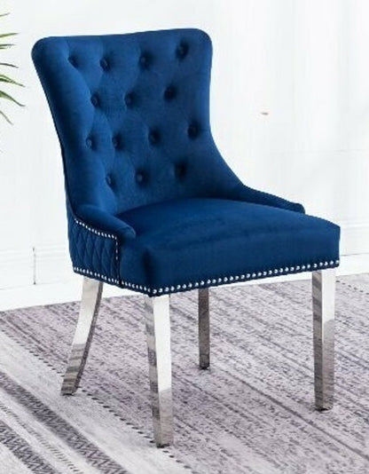 Dining Chair High Back Velvet/Chrome Metal Legs EC-1250