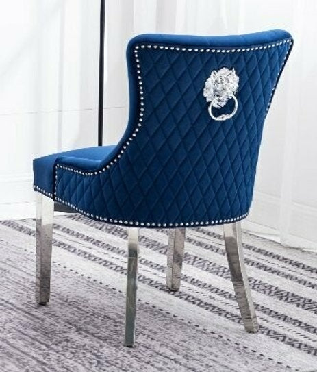 Dining Chair High Back Velvet/Chrome Metal Legs EC-1250