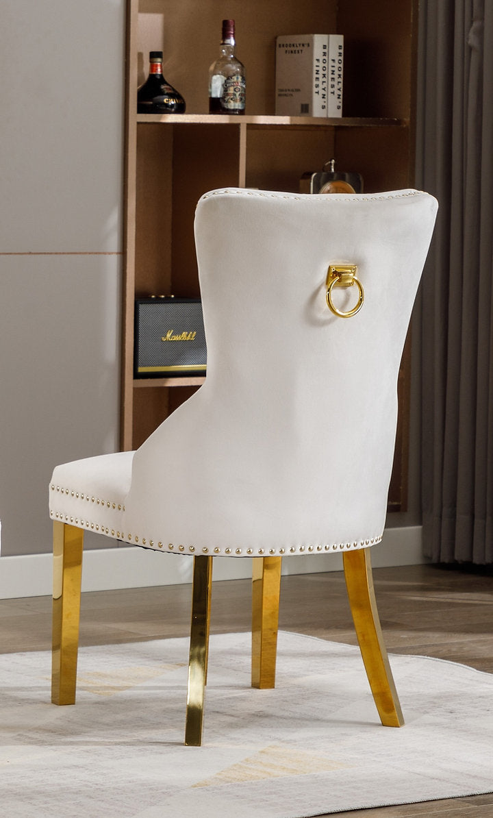 Dining Chair High Back Velvet Material/Gold Metal Legs EC-1450