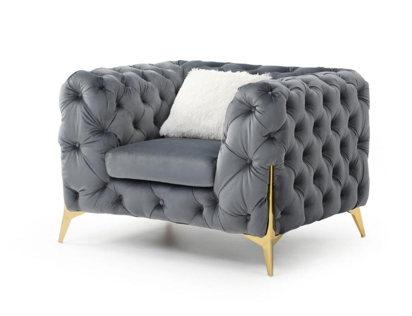 Sofa Set 3PC Velvet With Gold Metal Legs ESS-MODERNO