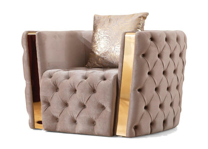 Living Room Sofa Set 3PC Velvet With Gold Finish ESS-NAOMI