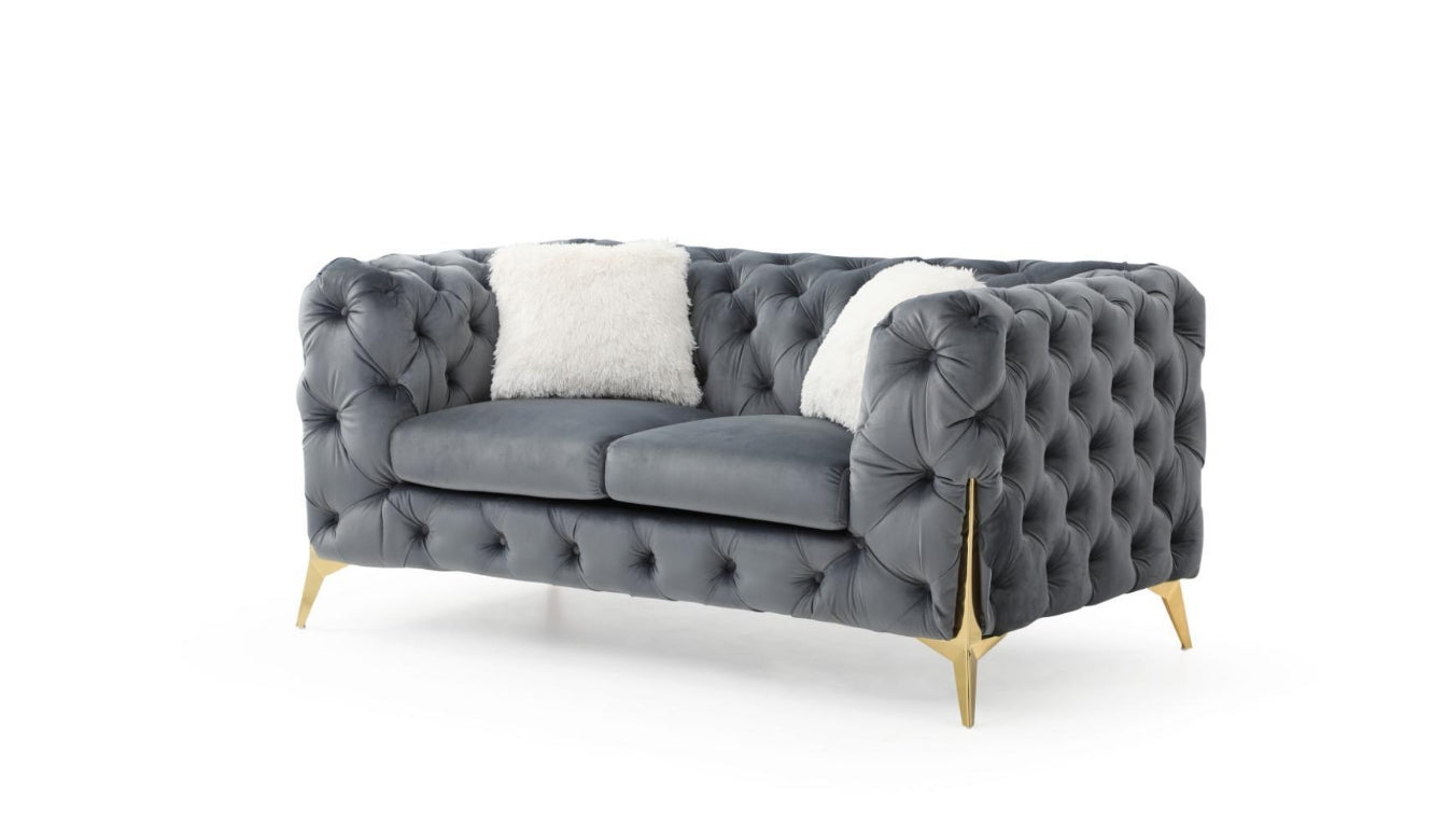 Sofa Set 3PC Velvet With Gold Metal Legs ESS-MODERNO