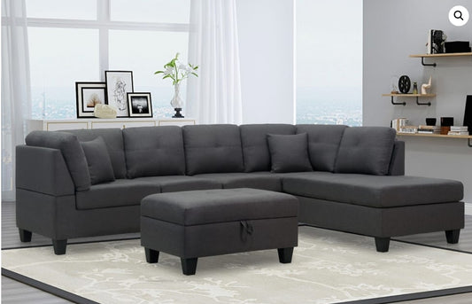 Sofa Sectional Left or Right Facing Chaise With Storage Ottoman ESS-1232