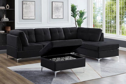 Sofa Sectional 2PC Left or Right Facing Chaise With Storage Ottoman ES-1233