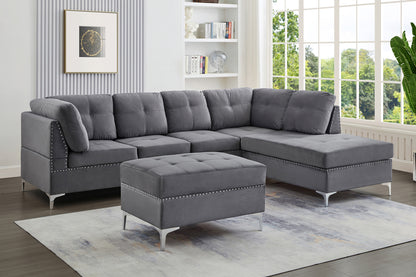 Sofa Sectional 2PC Left or Right Facing Chaise With Storage Ottoman ES-1233