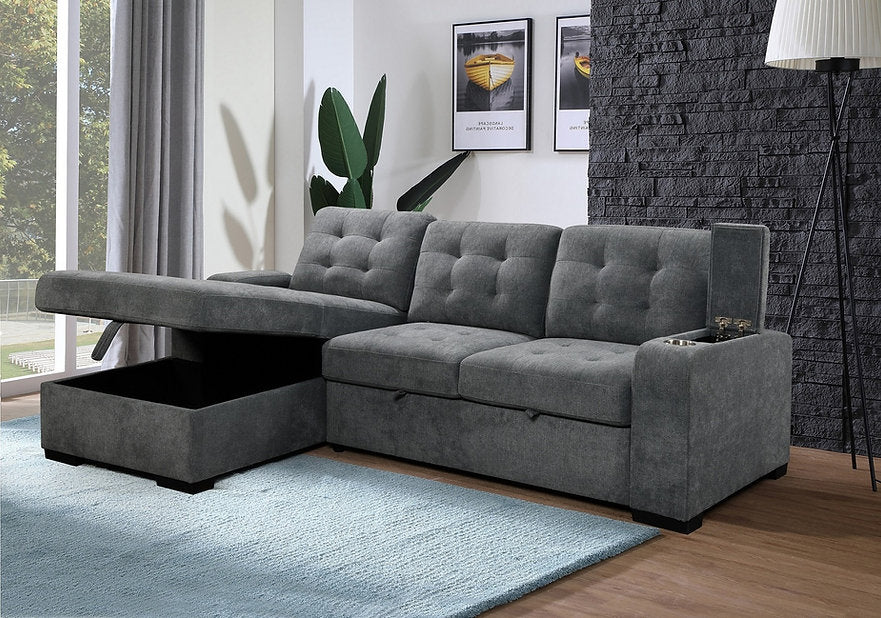 Sectional with Pull Out Bed With Storage Chaise Left or Right Options