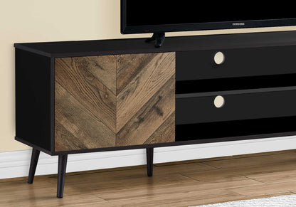 TV STAND - 72"L / BLACK WITH 2 WOOD-LOOK DOORS ETV-2781