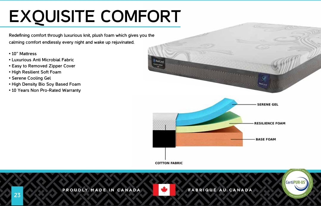 Exquisite Comfort 10” Foam Serene Cooling Gel Mattress by Rest On It Canada