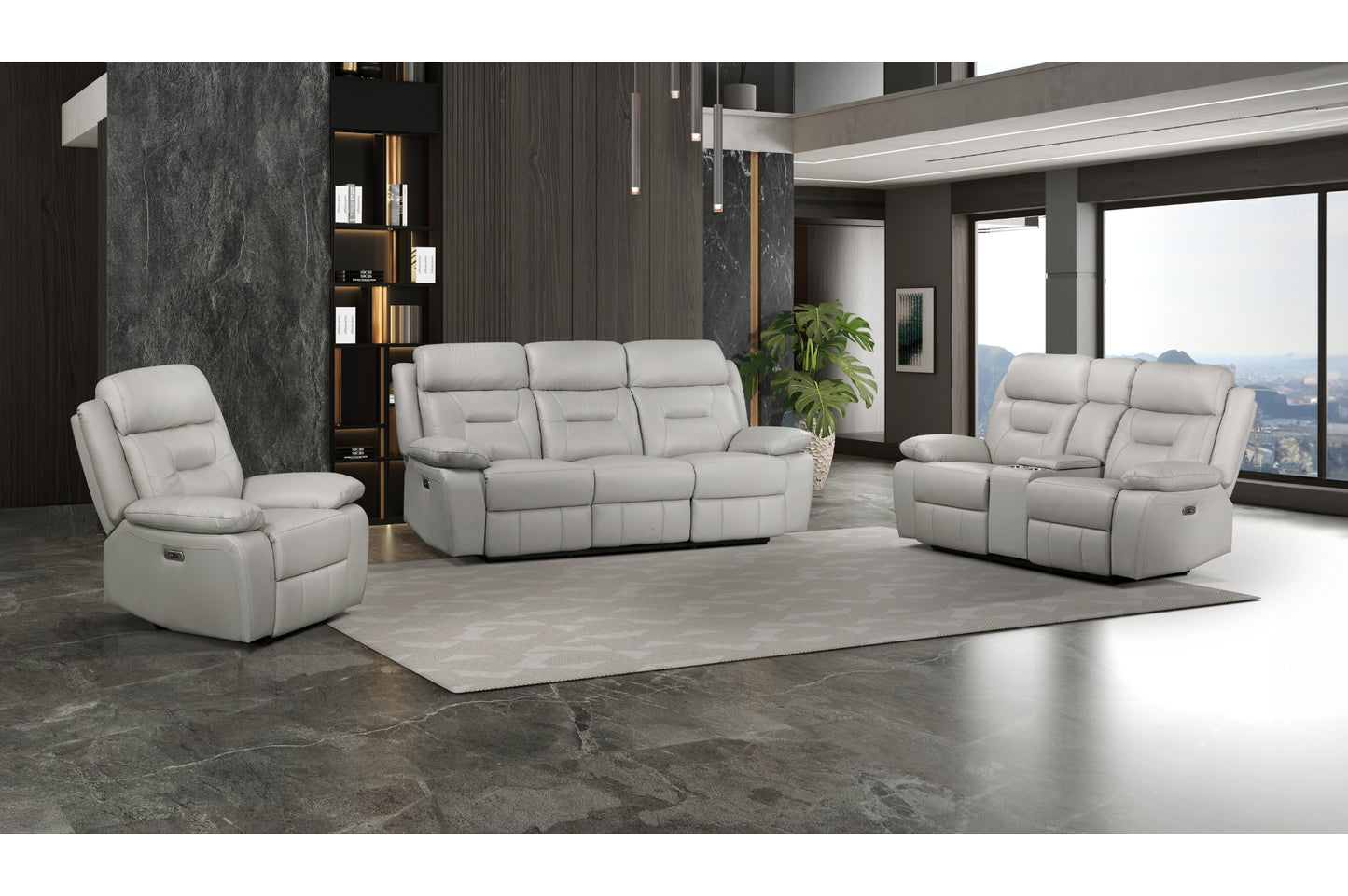 3-Piece Set Silver Power Reclining