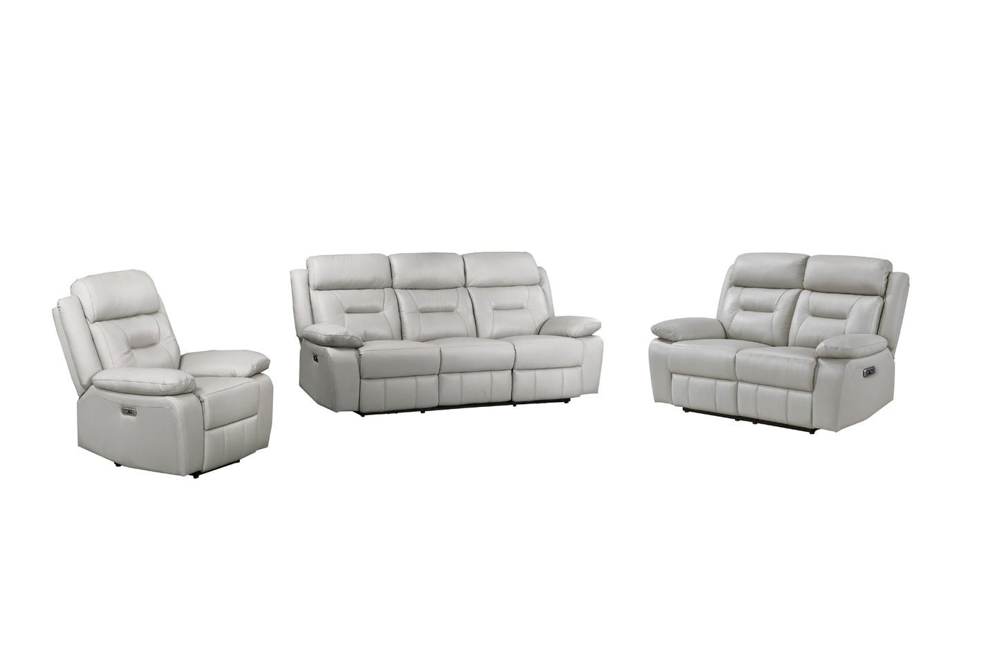 3-Piece Set Silver Power Reclining