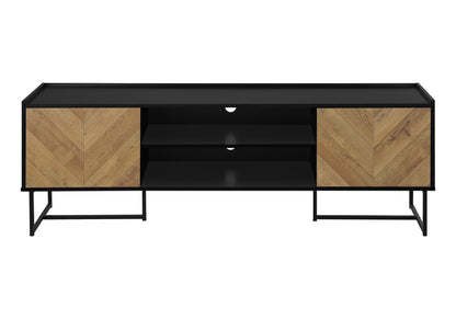 TV STAND - 72"L / BLACK / METAL WITH 2 WOOD-LOOK DOORS ETV-2752