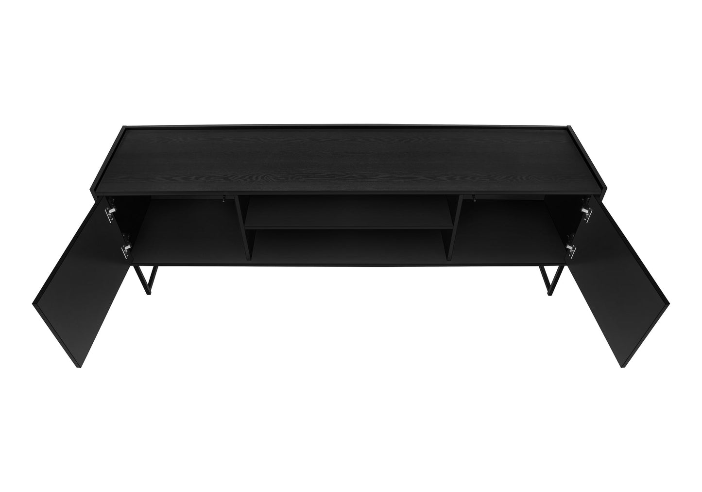 TV STAND - 72"L / BLACK / METAL WITH 2 WOOD-LOOK DOORS ETV-2752