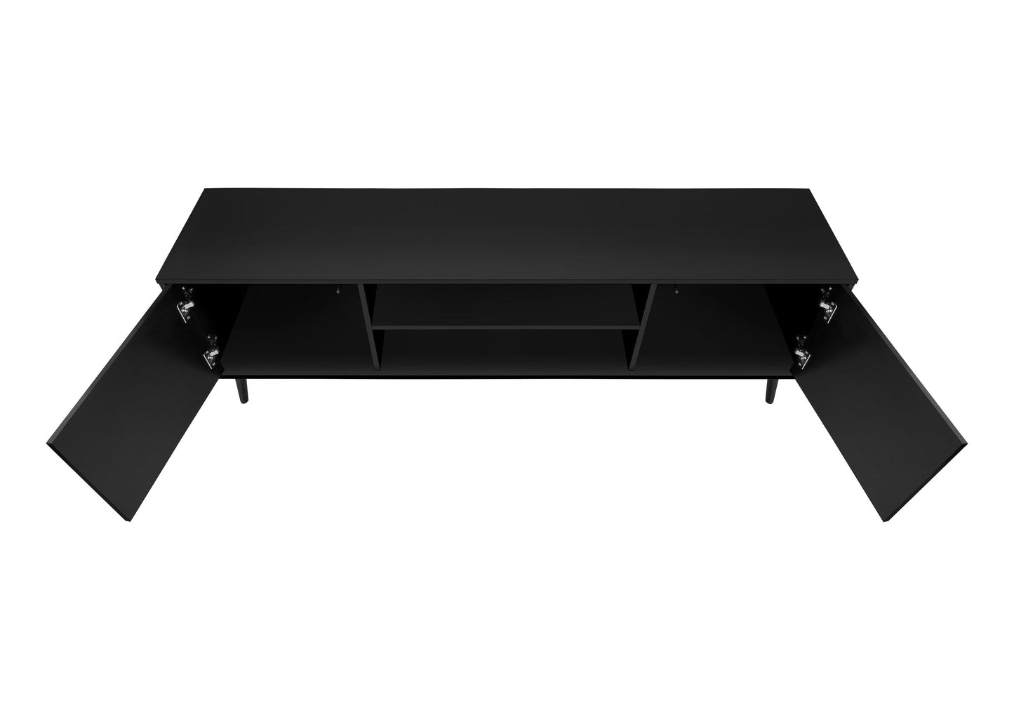 TV STAND - 72"L / BLACK WITH 2 WOOD-LOOK DOORS ETV-2781