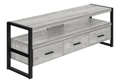 TV STAND - 60"L / GREY RECLAIMED WOOD-LOOK / 3 DRAWERS ETV-2821