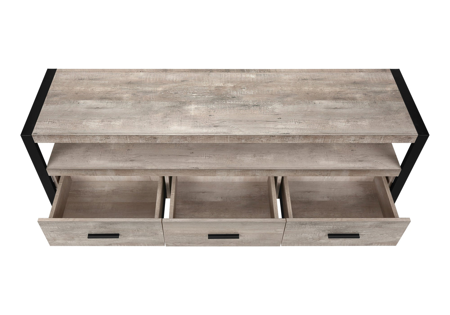 TV STAND - 60"L / TAUPE RECLAIMED WOOD-LOOK / 3 DRAWERS SKU: I 2822