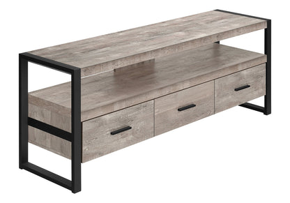 TV STAND - 60"L / TAUPE RECLAIMED WOOD-LOOK / 3 DRAWERS SKU: I 2822