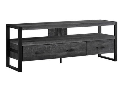 TV STAND - 60"L / BLACK RECLAIMED WOOD-LOOK / 3 DRAWERS ETV-2823