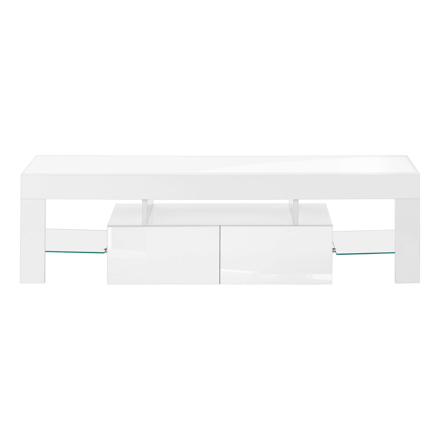 TV STAND - 63"L / HIGH GLOSSY WHITE WITH TEMPERED GLASS ETV-3548