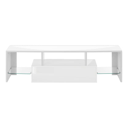 TV STAND - 63"L / HIGH GLOSSY WHITE WITH TEMPERED GLASS ETV-3548