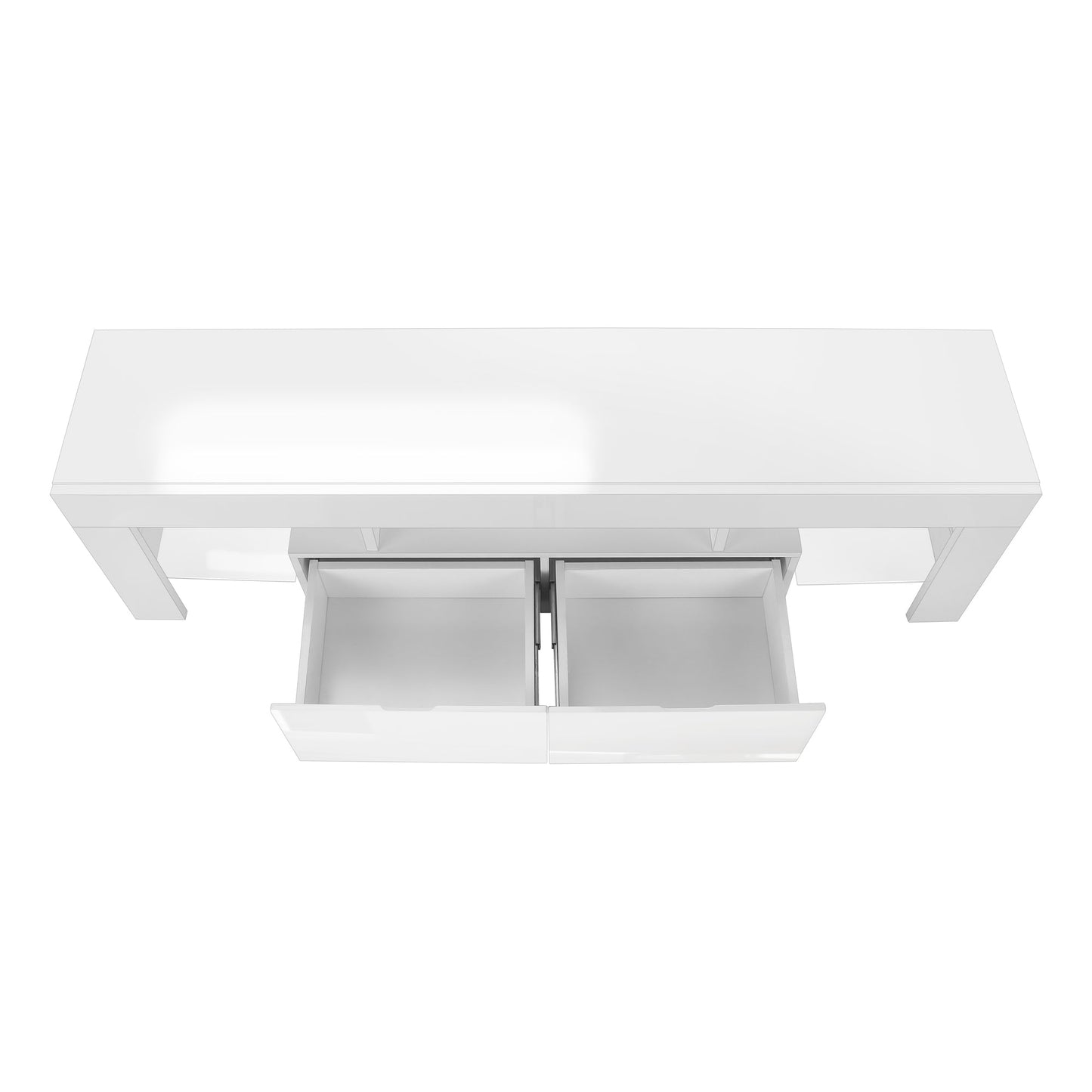 TV STAND - 63"L / HIGH GLOSSY WHITE WITH TEMPERED GLASS ETV-3548