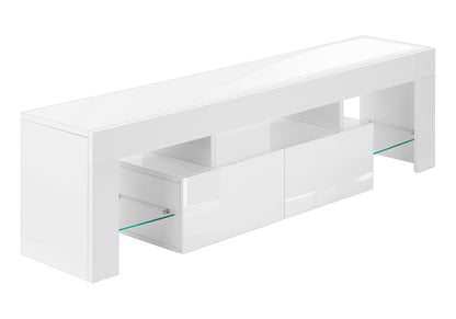 TV STAND - 63"L / HIGH GLOSSY WHITE WITH TEMPERED GLASS ETV-3548