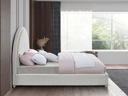 Modern Contemporary Platform Bed Boucle Fabric