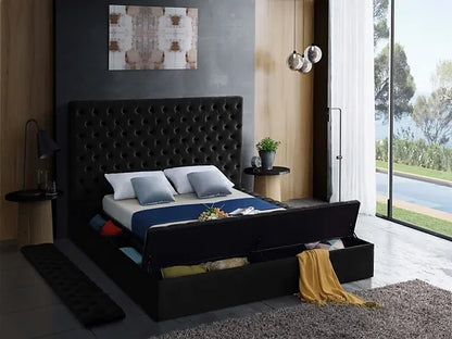 Luxurious Black Velvet Bed with Storage