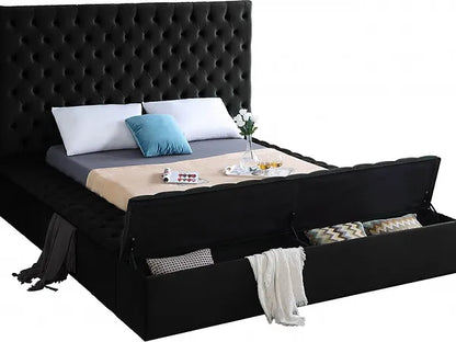 Luxurious Black Velvet Bed with Storage