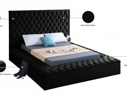 Luxurious Black Velvet Bed with Storage