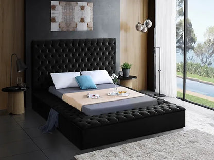 Luxurious Black Velvet Bed with Storage