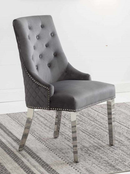 Dining Chair High Back Velvet/Chrome Metal Legs EC-1250