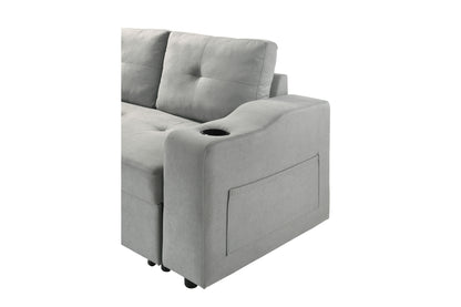 Light Grey 2-Piece Sectional with Pull-Out Sleeper & Reversible Storage Chaise