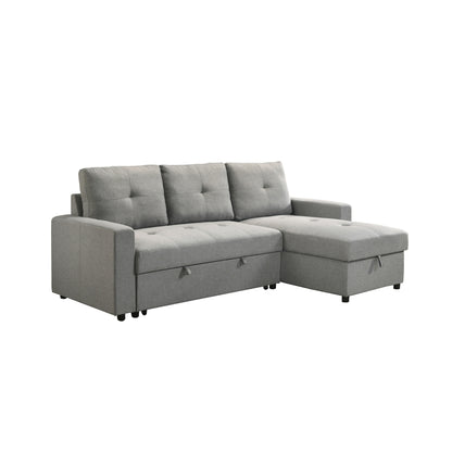 Aber Grey 2-piece Sectional with Pull-out Sleeper and Reversible Storage Chaise