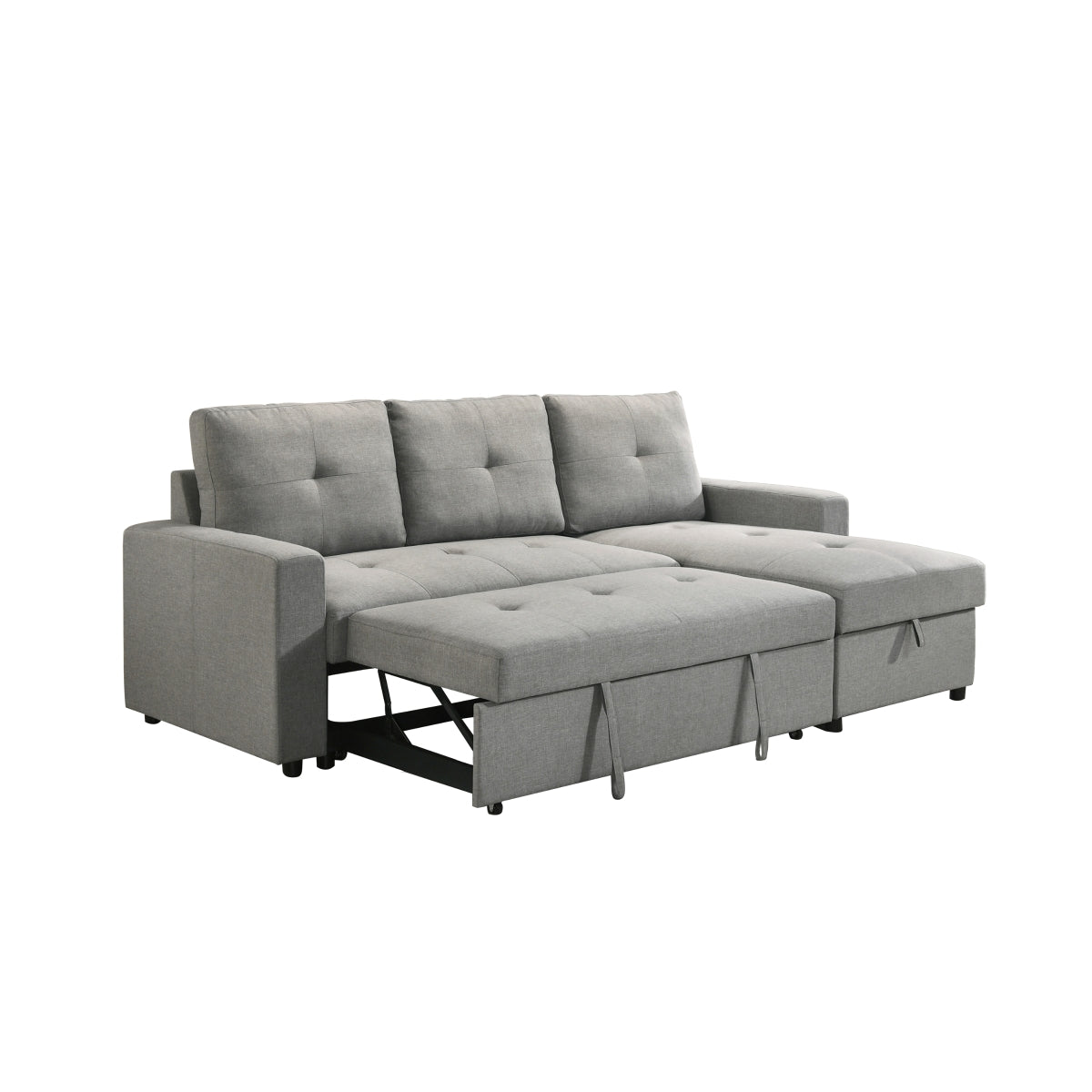 Aber Grey 2-piece Sectional with Pull-out Sleeper and Reversible Storage Chaise