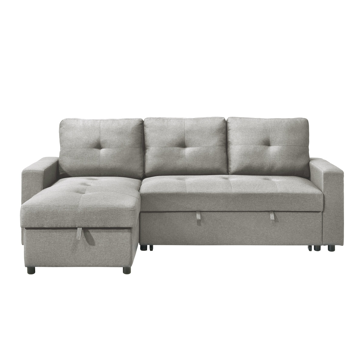 Aber Grey 2-piece Sectional with Pull-out Sleeper and Reversible Storage Chaise