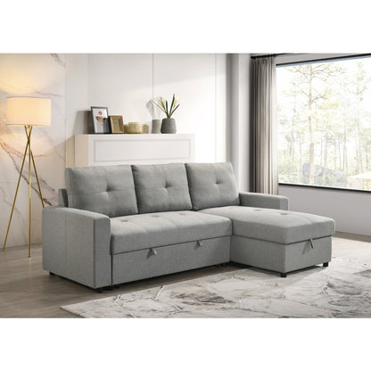 Aber Grey 2-piece Sectional with Pull-out Sleeper and Reversible Storage Chaise