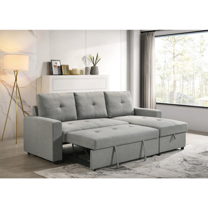 Aber Grey 2-piece Sectional with Pull-out Sleeper and Reversible Storage Chaise